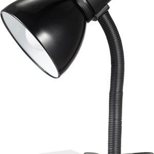 Black Adjustable Desk Lamp with Heavy Duty Clamp Clip, Flexible Gooseneck Lamp,